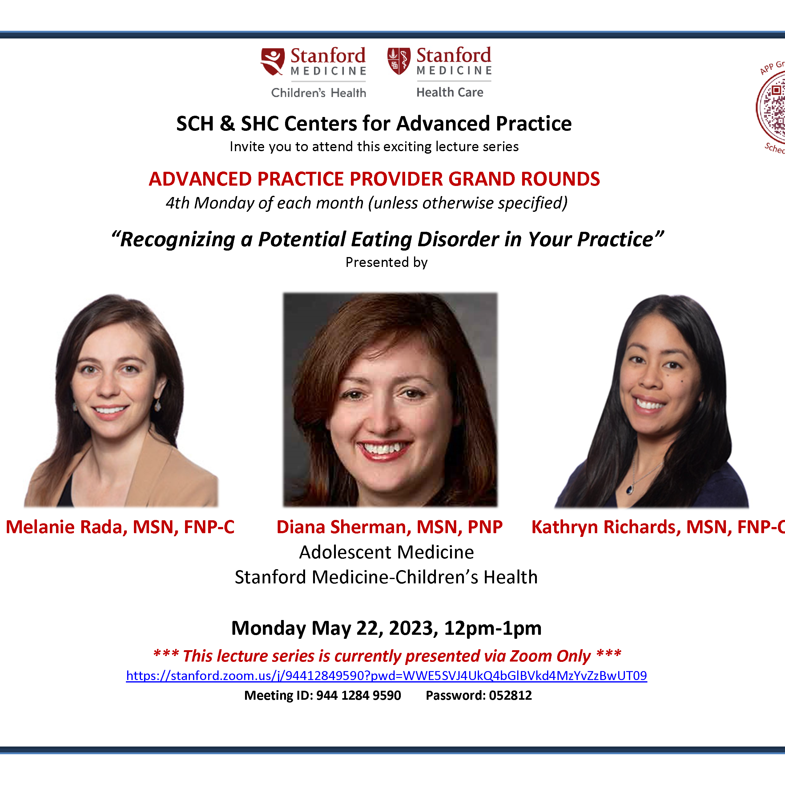 APP Grand Rounds May 2023 - Recognizing a potential Eating Disorder in your practice (5/22/2023) Banner